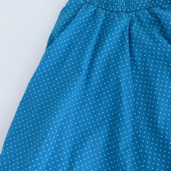Vintage Malco Modes "Partners Please!" Blue Polka Dot Flowy Midi Skirt M - Picture 11 of 12